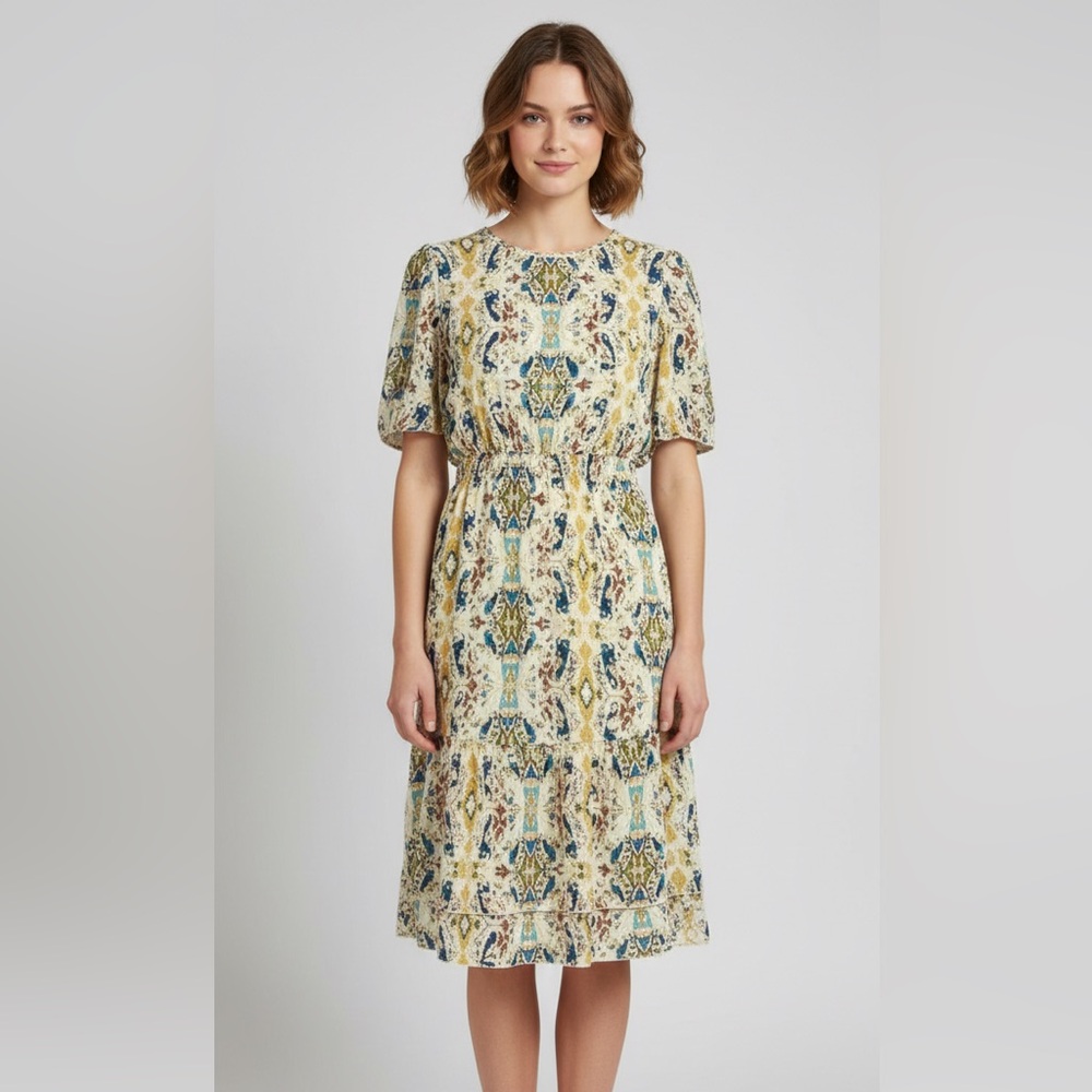 Kate Lily Puff Sleeve Midi Dress Size 6